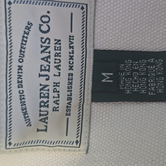 VINTAGE LAUREN JEANS CO Cream Denim Longline Button Down Utility Jacket MEDIUM - Picture 13 of 16